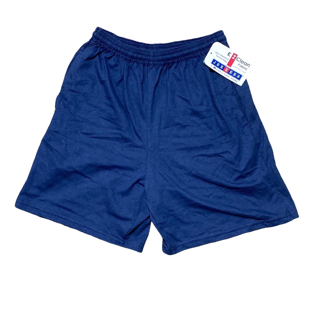 NWT Jerzees Blue Cotton Casual Comfort Active Exercise Leisure Shorts